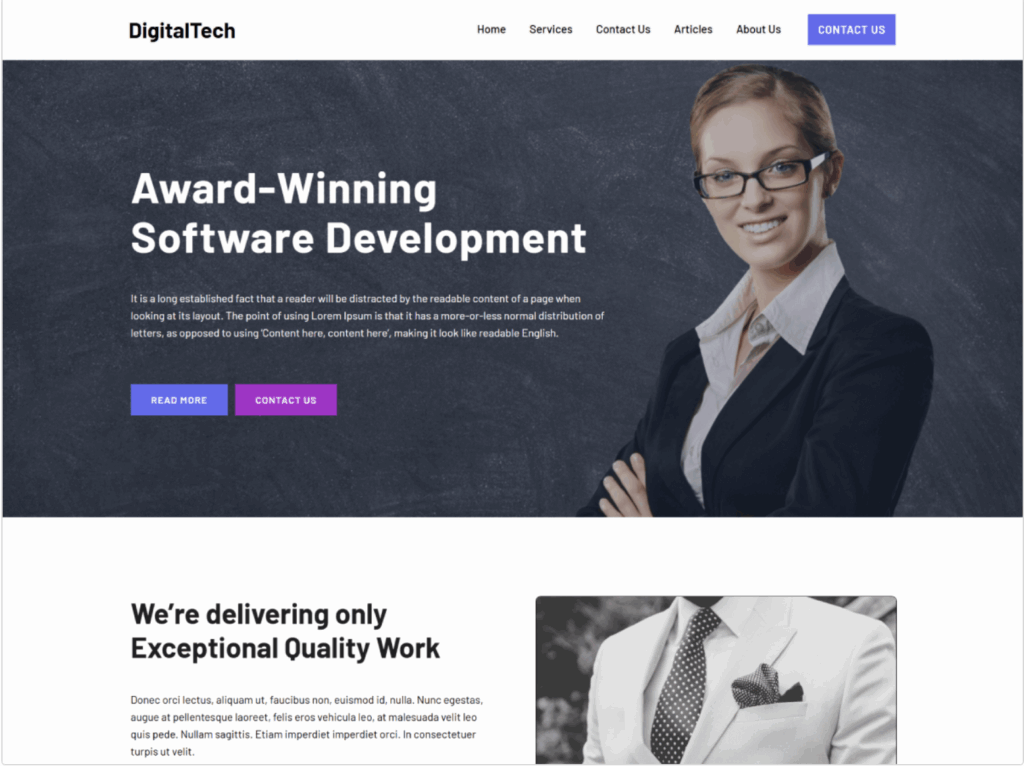 DigitalTech WordPress Theme for starter website